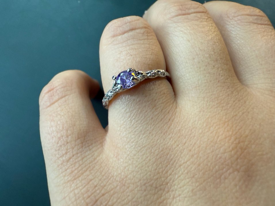 Mor Çiçekli Gotik Kadın Yüzük Seti - Görsel 2