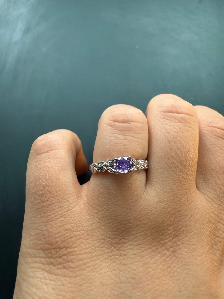 Mor Çiçekli Gotik Kadın Yüzük Seti - Görsel 3