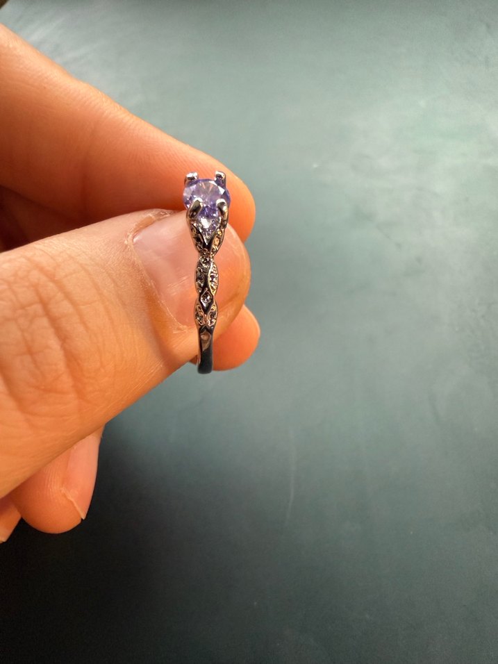 Mor Çiçekli Gotik Kadın Yüzük Seti - Görsel 4