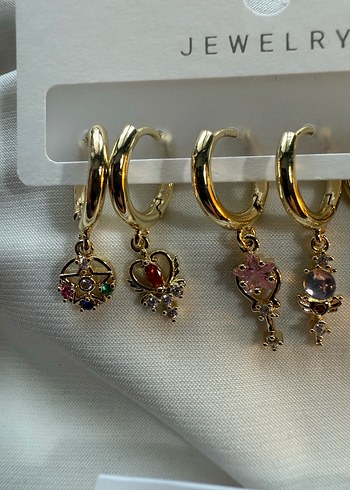 Çiçek Desenli Mini  Kadın Küpeler - Görsel 14