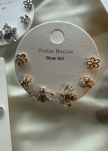 Çiçek Desenli Mini  Kadın Küpeler - Görsel 5