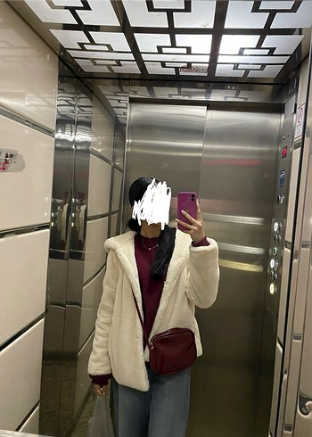 Kadın Beyaz Peluş Ceket - Görsel 3