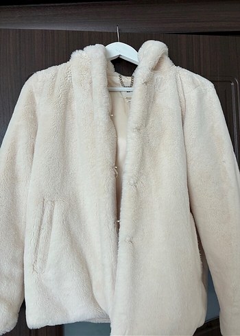 Kadın Beyaz Peluş Ceket - Görsel 5