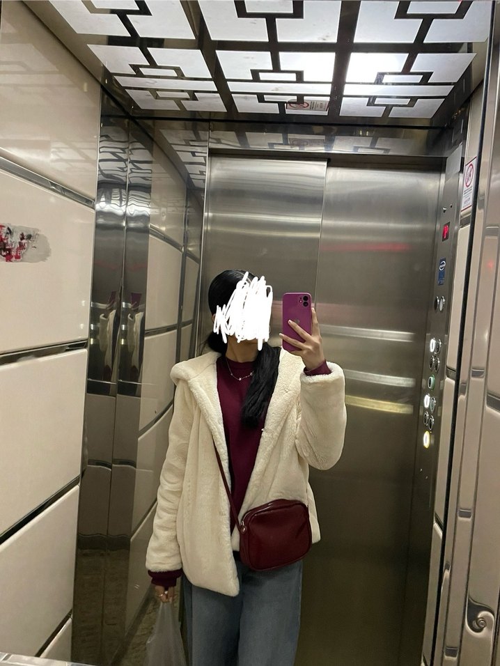 Kadın Beyaz Peluş Ceket - Görsel 3