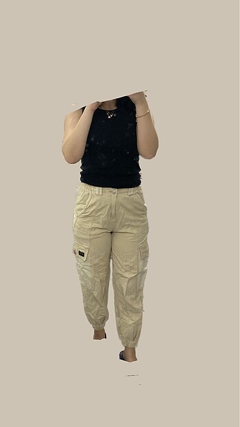 Bershka - Bej Kargo Jogger Pantolon