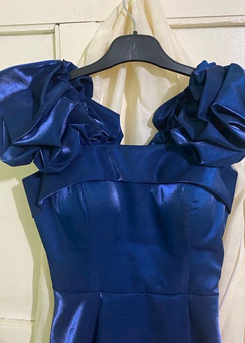 UZUN LACİVERT ABİYE ELBİSE - Görsel 3