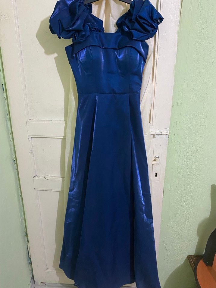 UZUN LACİVERT ABİYE ELBİSE - Görsel 2