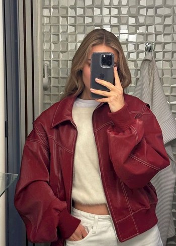 Pinterest Bordo Deri Kadın Ceket