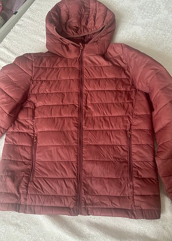 Pull and Bear Kiremit Rengi Kapüşonlu Fermuarlı Kadın Mont - Görsel 2