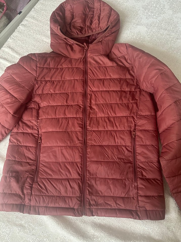 Pull and Bear Kiremit Rengi Kapüşonlu Fermuarlı Kadın Mont - Görsel 2