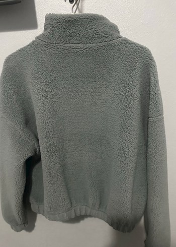 Gri Uzun Kollu Kadın Polar Ceket - Görsel 4