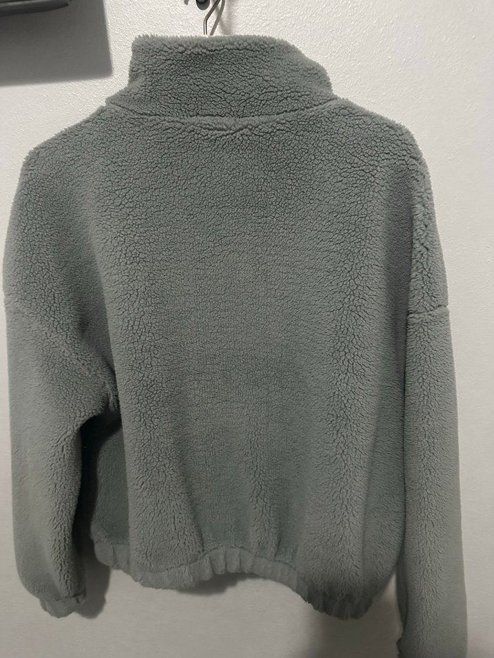 Gri Uzun Kollu Kadın Polar Ceket - Görsel 4