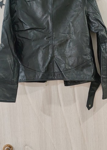 s Beden siyah Renk Kadın Siyah Deri Biker Ceket