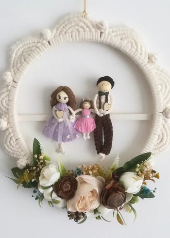 Pastel Aile Temalı Duvar Süsü