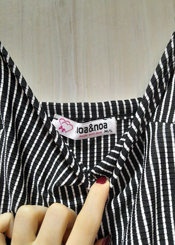 Çizgili Siyah Kadın Midi Tulum - Görsel 4