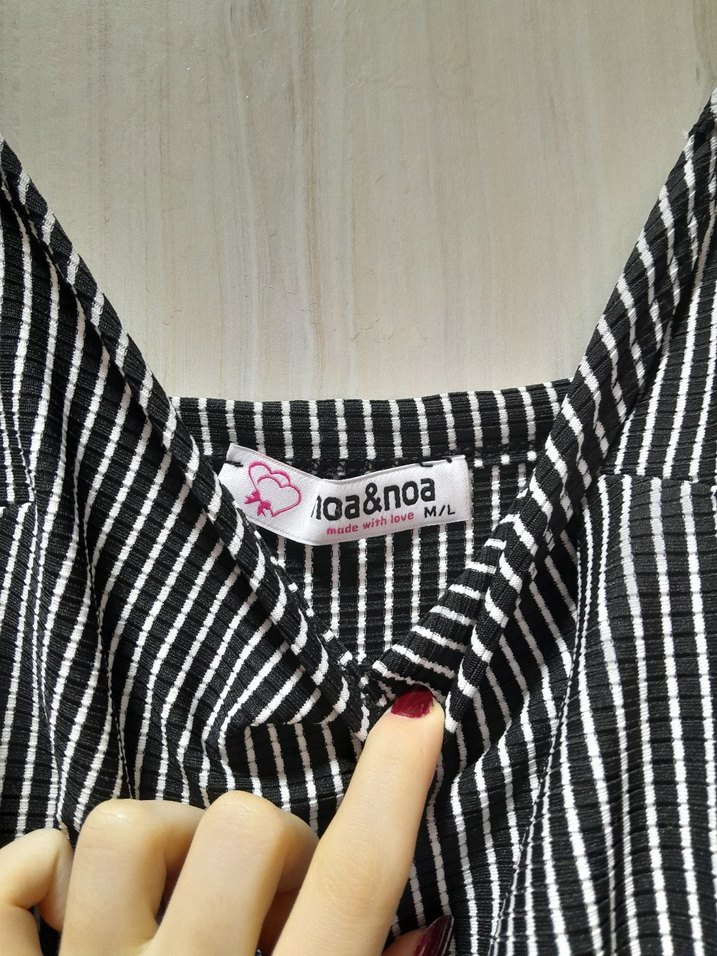 Çizgili Siyah Kadın Midi Tulum - Görsel 4