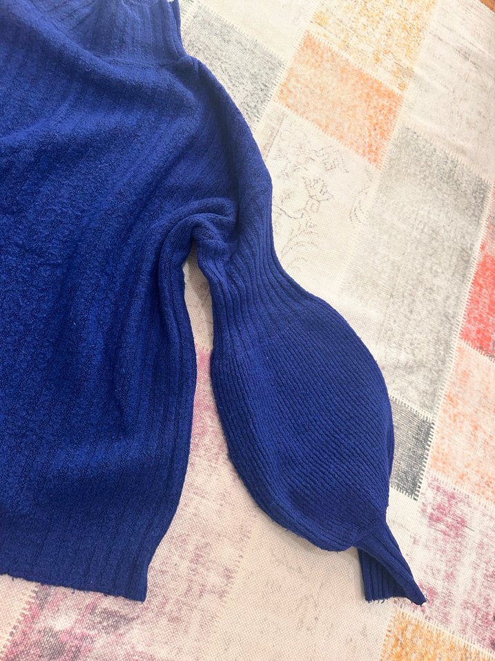 Addax standart beden Mavi Boğazlı Örgü Kadın Kazak - Görsel 3