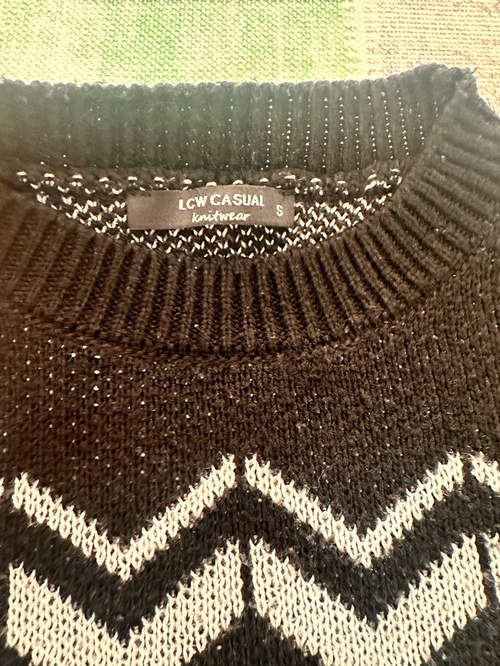 LCW Bohem Siyah Desenli Triko Kadın Kazak - Görsel 3