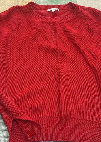 Kırmızı Örgü Kadın Kazak - Görsel 4