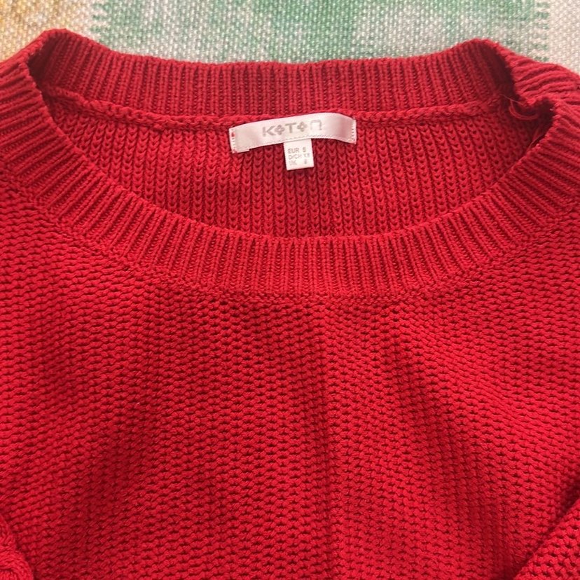 Kırmızı Örgü Kadın Kazak - Görsel 3