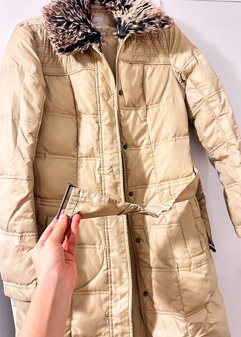 Ltb Kürklü Bej Midi Kadın Kış Montu - Görsel 4