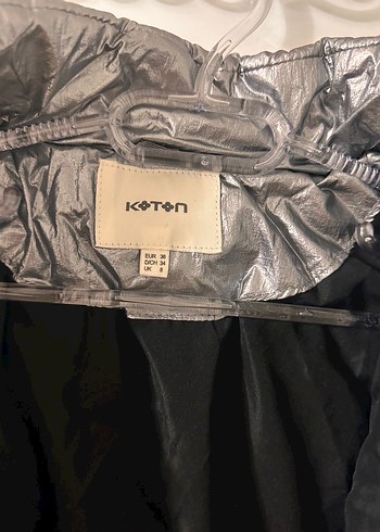 Gri Metalik Kapüşonlu Kadın Mont - Görsel 5