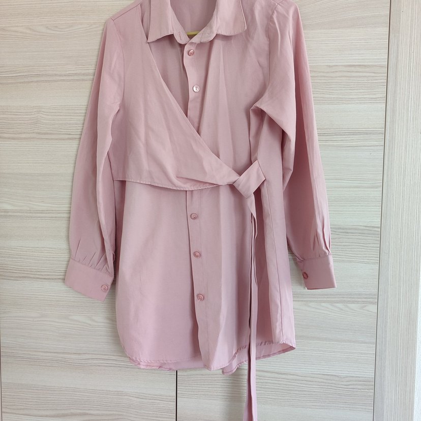 Pembe baglamalı mini ofis tunik - Görsel 2