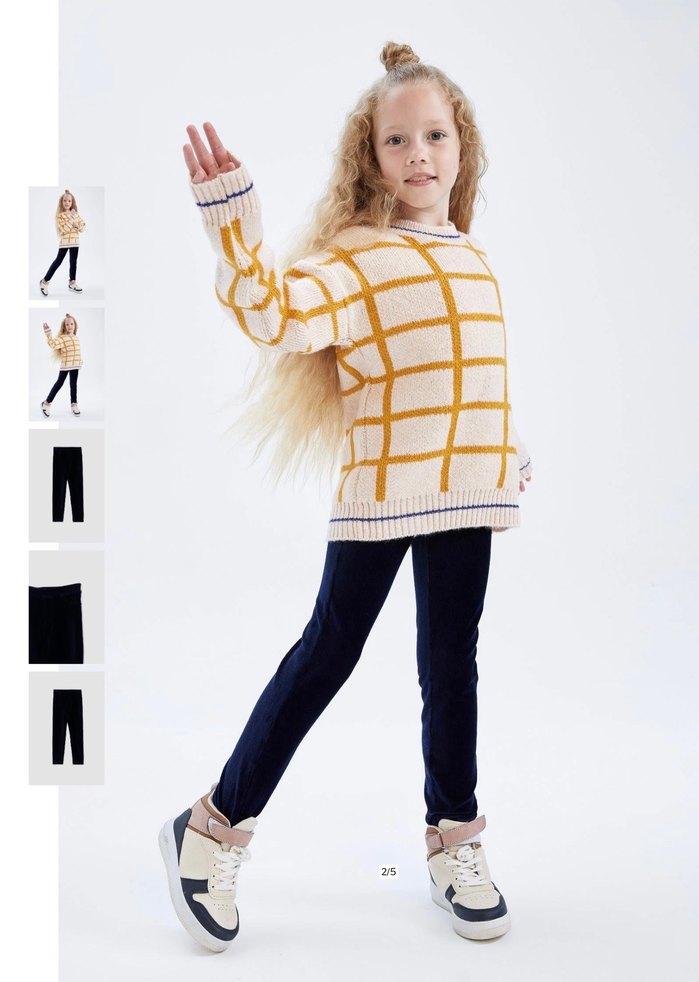 Lacivert Kadife Tayt - Görsel 2