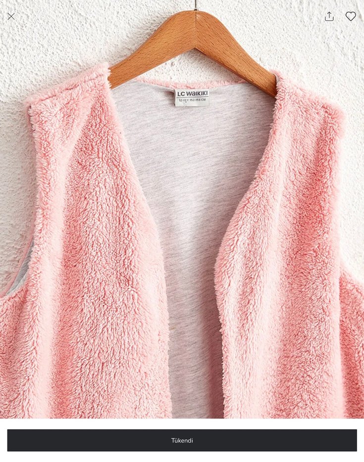 Kız Çocuk Pembe Kürklü Kolsuz Yelek - Görsel 3