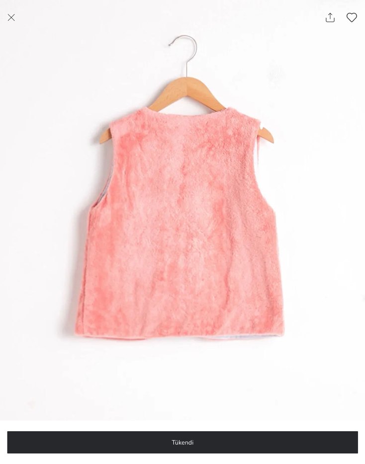 Kız Çocuk Pembe Kürklü Kolsuz Yelek - Görsel 2