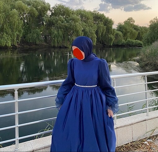 s Beden manuka taşlı kemerli abiye