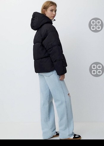 Siyah Kapüşonlu Kadın Puff Mont - Görsel 4