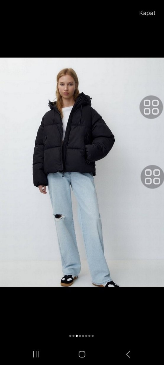 Siyah Kapüşonlu Kadın Puff Mont - Görsel 2
