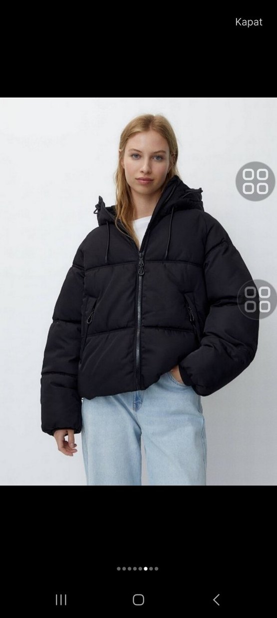 Siyah Kapüşonlu Kadın Puff Mont - Görsel 5