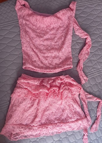 Pembe Dantel Mini etek Takımı