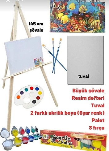 Şövale Resim boyama Başlangıç Seti 