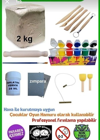 Çocuklar İçin 2 kg Oyun Hamuru ve Boyama Seti
