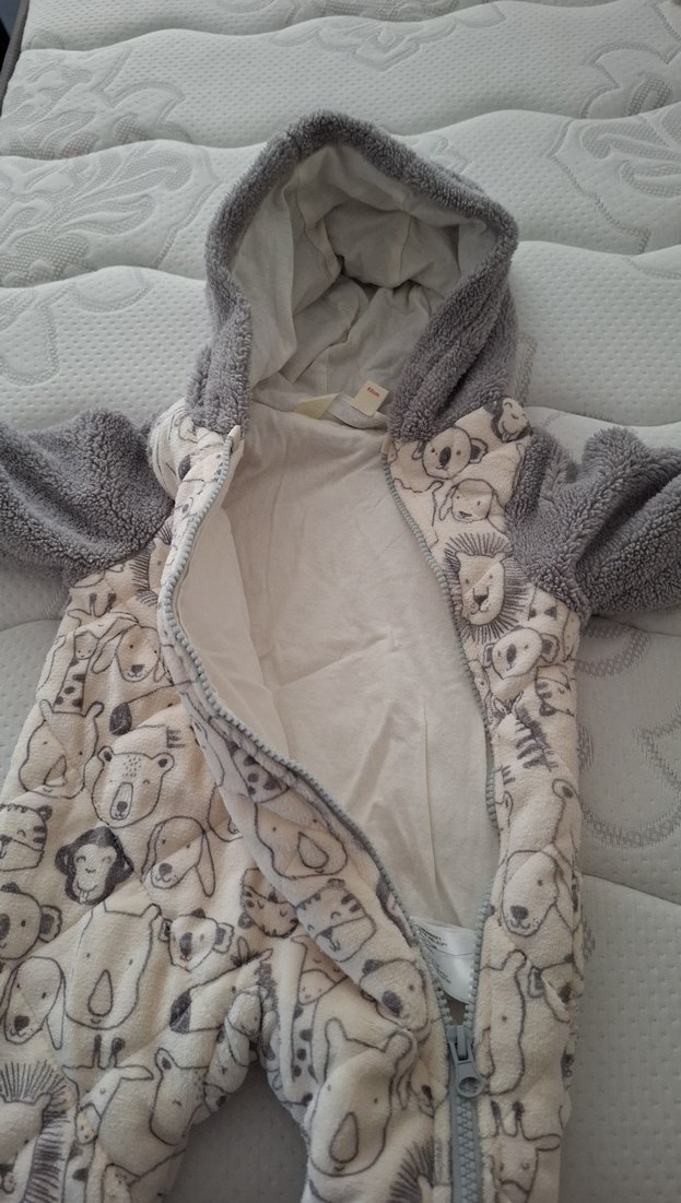 Gri Kapüşonlu Bebek Palto Tulum - Görsel 2