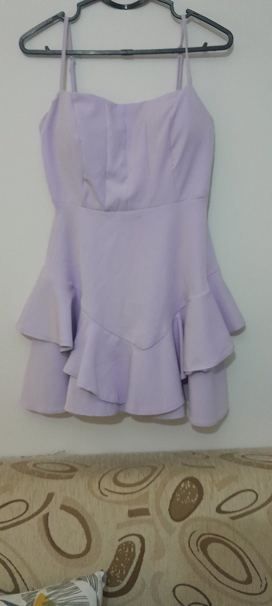 lila askılı mini Elbise - Görsel 2