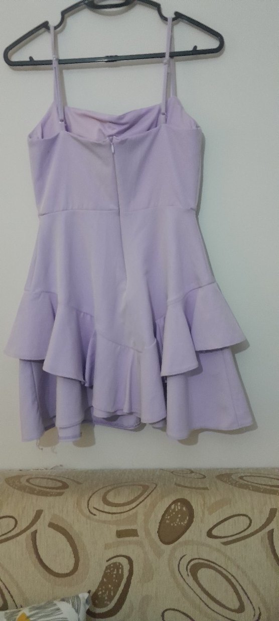 lila askılı mini Elbise - Görsel 3