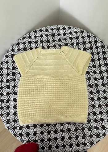 Kız Çocuk Sarı Triko Kolsuz Yelek - Görsel 3