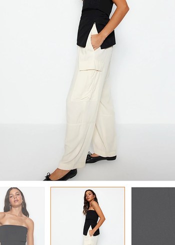 Siyah Straplez Pamuklu Bluz - Görsel 3