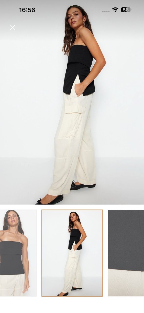 Siyah Straplez Pamuklu Bluz - Görsel 3