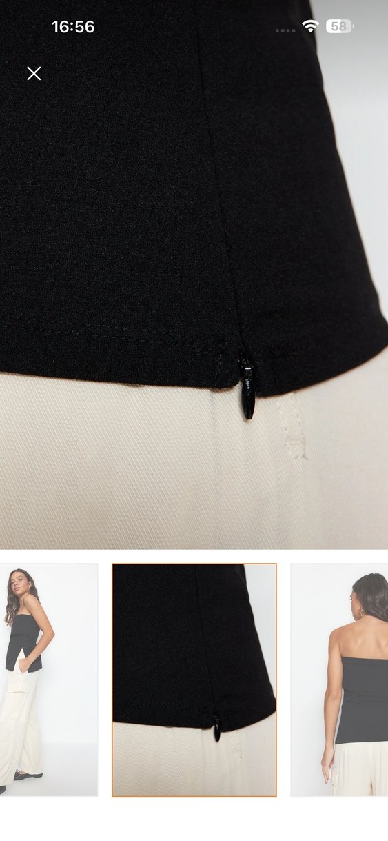 Siyah Straplez Pamuklu Bluz - Görsel 4