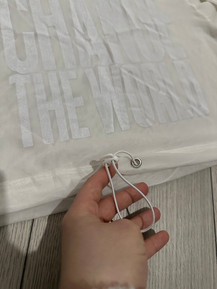 Beyaz Kapüşonlu Şeffaf Sweatshirt - Görsel 3