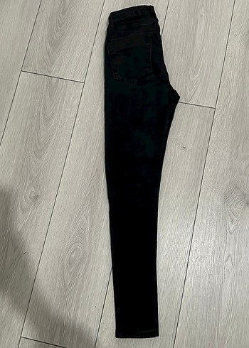 Siyah Kadın Kot Pantolon, Dar Kesim, Midi Boy - Görsel 3