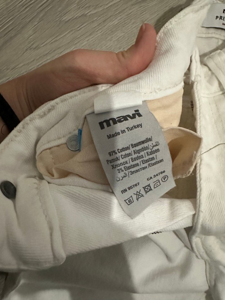 Beyaz Kadın Denim Pantolon Regular Fit - Görsel 4