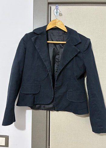 Zara Dugmeli Siyah Kadin Denim Blazer