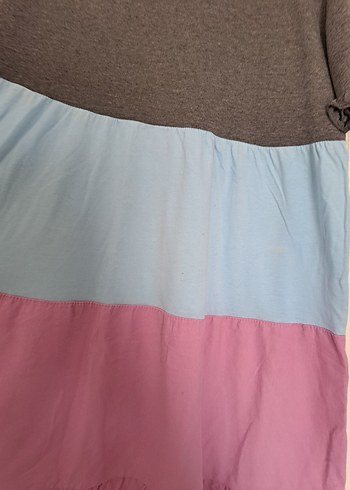 m Beden çeşitli Renk Gri Renkli Renk Bloklu Uzun Elbise