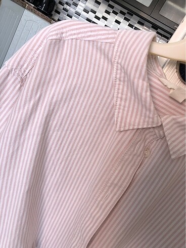 H&M Hm crop çizgili gömlek